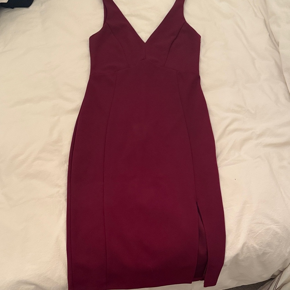 Lulu's Bodycon Burgundy Midi Dress